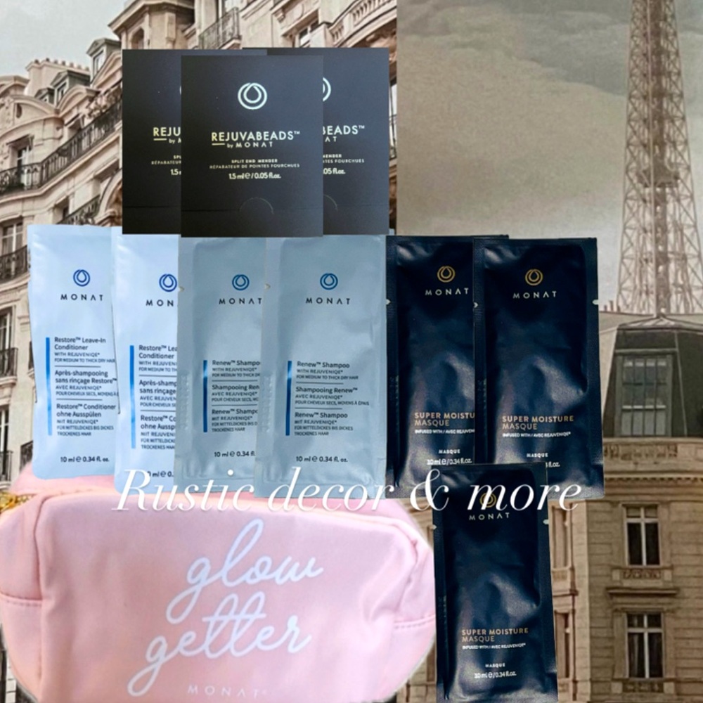 MONAT  Samples Set & MONAT Glow Getter
Makeup Bag